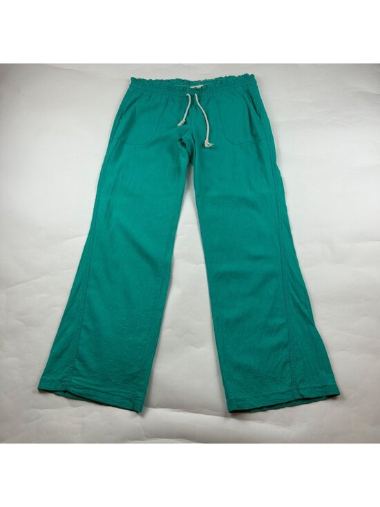 Kiss & Cry Pants - Kiss & Cry Turquoise Linen Blend Wide Leg Lounge Pant L